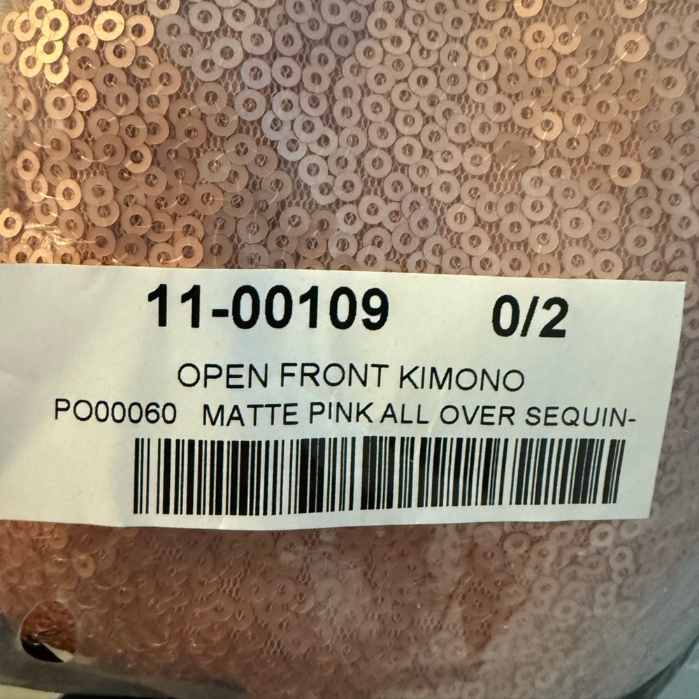 SONCY OPEN FRONT KIMONO MATTE PINK ALL OVER SEQUINS Fits SIZE 12-20 Plus Size - Picture 4 of 7